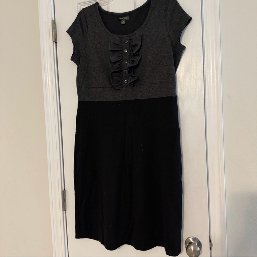Voir Voir Charcoal and Black Buttoned Top